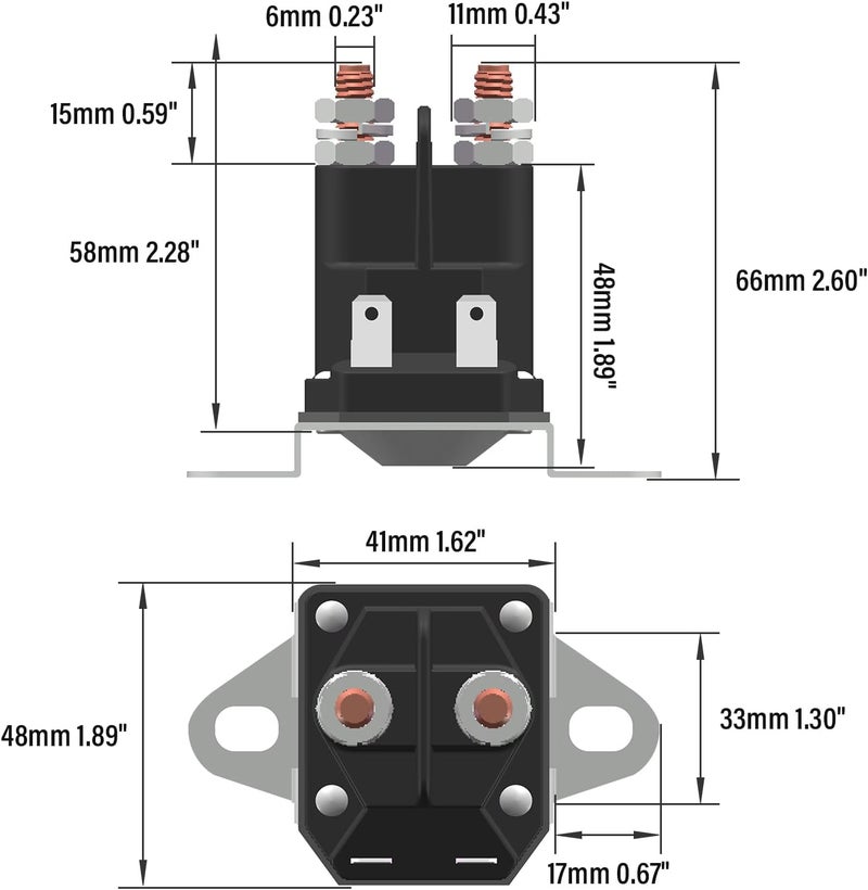 JTAREA 1755382YP Starter Solenoid 12V Lawn Mower Tractor Solenoids Replacement Parts for 35510 Countax 44814800 Husqvarna 5321384-06 5321461-54 Snapper 1-8604 Toro 47-1910 740207 - Image 2